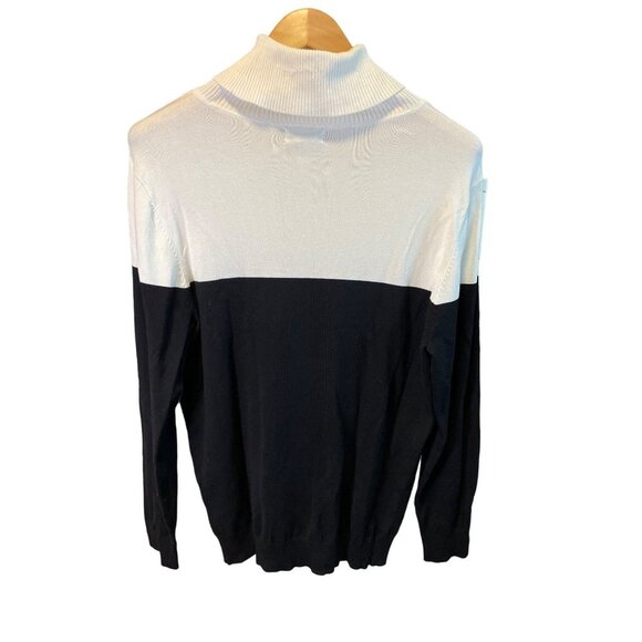Women's Black and White Turtleneck Sweater - Picture 2 of 10